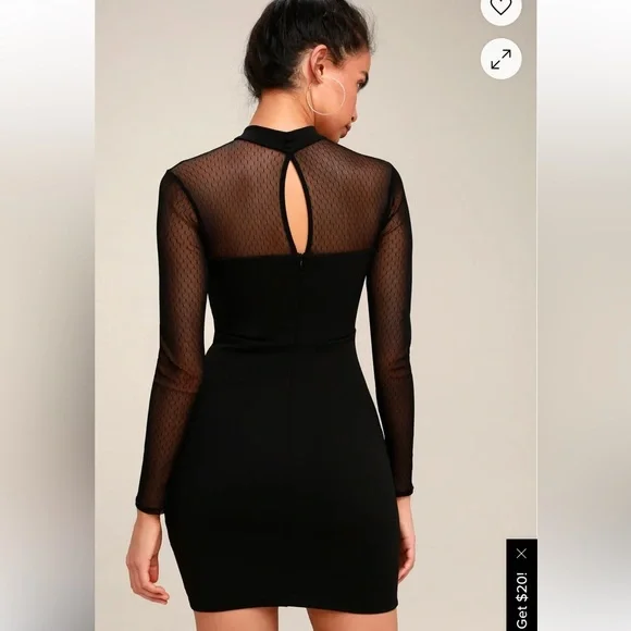Lulu's Black Sheer Long Sleeve Dress size XS - Picture 2 of 9